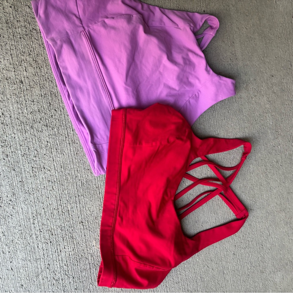 Red and Purple LuLu Sports Bras